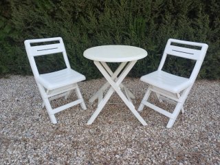 Juego mesa y sillas exterior plegables plástico