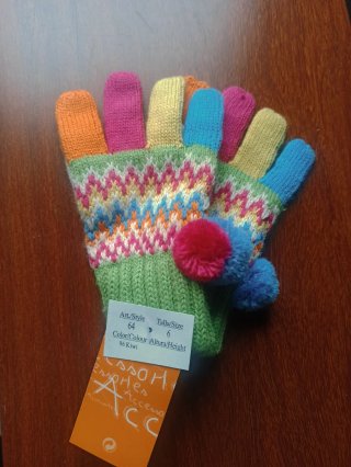 Guantes de lana infantiles multicolor talla 6