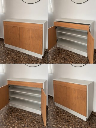 Aparador zapatero gris claro y madera con cajón