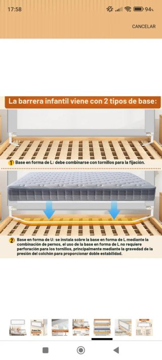 UNA Barrera de seguridad para cama 150cm