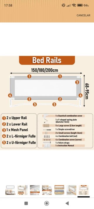 UNA Barrera de seguridad para cama 150cm