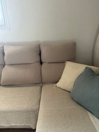 Sofá chaise longue beige tela