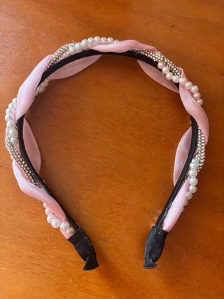 Cerchietto bambina perle rosa
