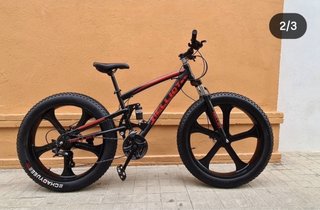 Bicicleta Fat Bike Negra y Roja