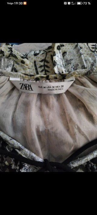 Vestido estampado beige y plateado talla única