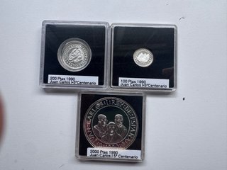 Lote 3 monedas V Centenario Plata 1990