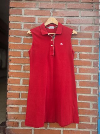 Vestido Polo Burberry Rojo Vintage