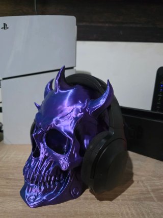 Suporte Headset Caveira Azul/Roxo