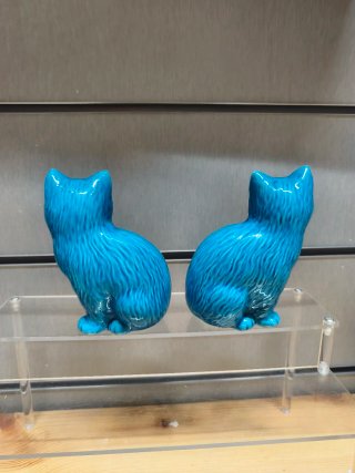 Pareja Gatos Azules Cerámica