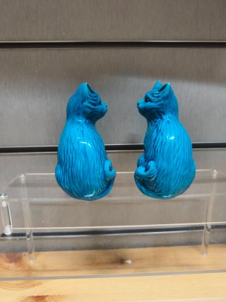 Pareja Gatos Azules Cerámica