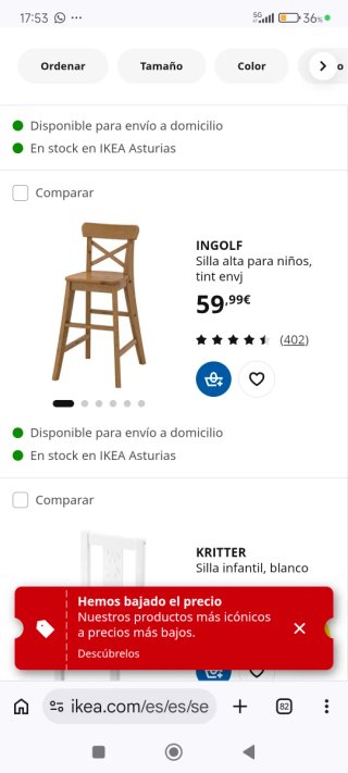Sillas de madera infantiles Ikea (2 unidades)