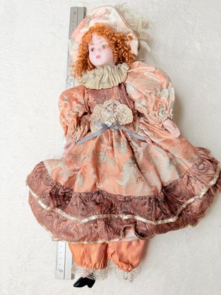 Muñeca porcelana vintage 40cm vestido rosa