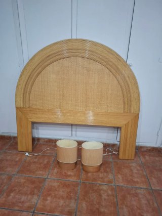 Cabecero y Lámparas Ratán/Madera