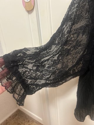Blusa Zara Negra Encaje Volantes