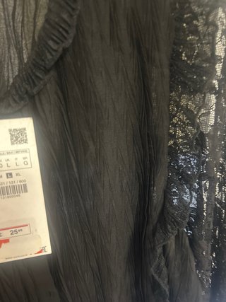 Blusa Zara Negra Encaje Volantes