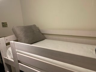 Cama alta LUFE 1,90 mezanina - Blanco nórdico.