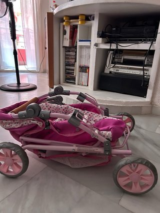 Carrito de muñecas rosa plegable