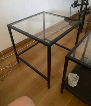 Mesa de centro cristal y metal 2 piezas