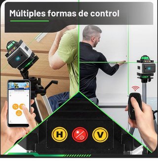 Nivel láser verde con pantalla 4D de 16 líneas
