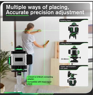 Nivel láser verde con pantalla 4D de 16 líneas