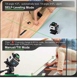 Nivel láser verde con pantalla 4D de 16 líneas
