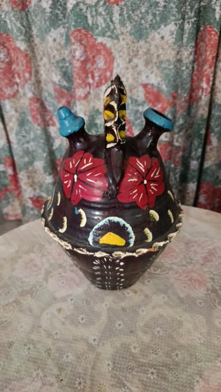 Botijo antiguo cerámica pintado a mano