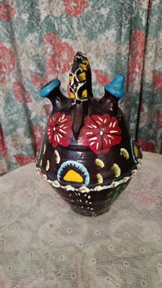 Botijo antiguo cerámica pintado a mano