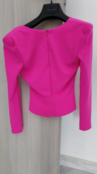 Top Zara fucsia scollo V maniche lunghe