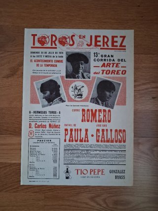 Cartel Toros en Jerez 1978