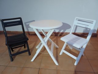 Juego de mesa y sillas plegables exterior plástico