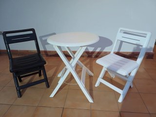 Juego de mesa y sillas plegables exterior plástico