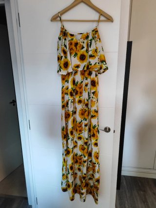 Vestido largo estampado girasoles