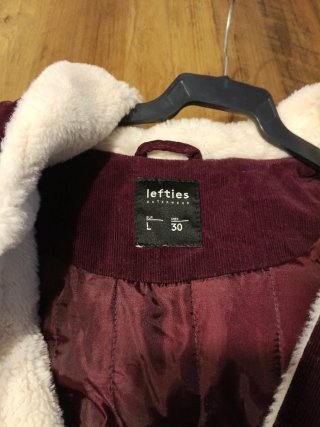 Chaqueta de pana burdeos con forro