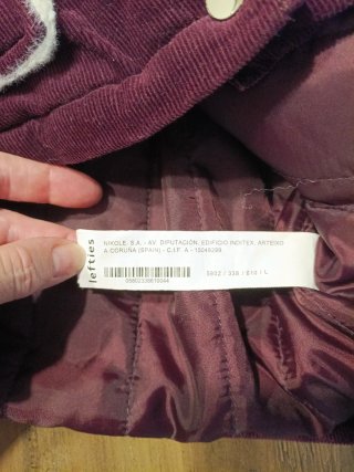 Chaqueta de pana burdeos con forro