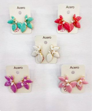 Pendientes Acero Flor.