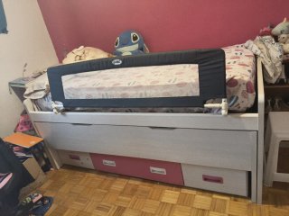 Cama nido alta con 3 cajones 105*190