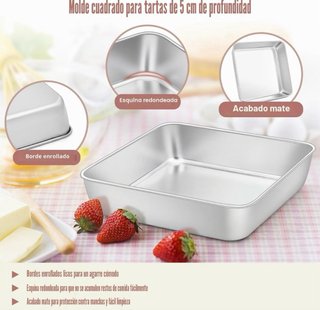 2 Moldes Cuadrados Onader Acero Inox 20x20x5cm