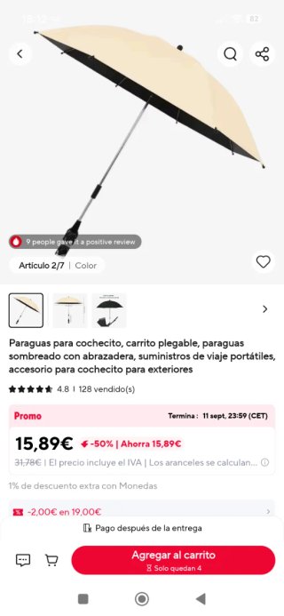 Sombrilla para cochecito de bebé