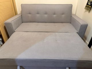 2 Sofás de tela beige y gris
