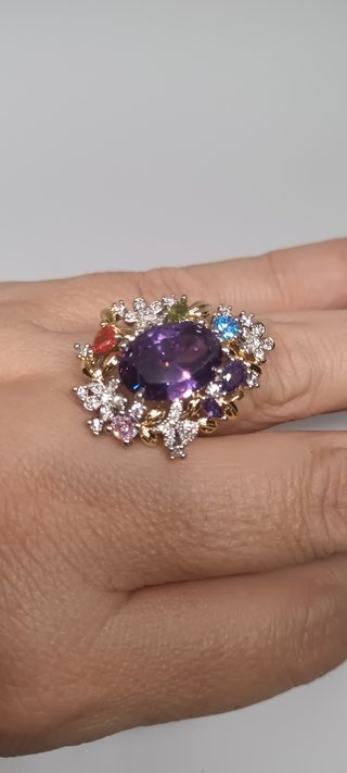 Anello placcato  con pietre colorate