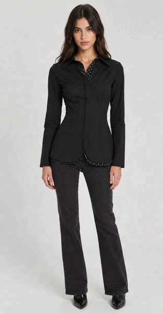 ZUIKI Camicia elegante nera con colletto