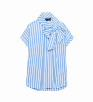 Blusa Zara con lazada rayas azul y blanco