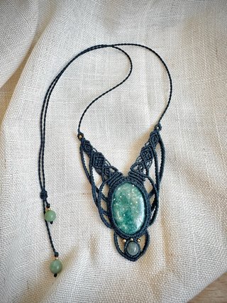Collar Macramé de Ágata Musgosa