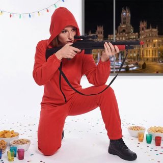 Disfraz Atracador Mono Rojo con Capucha