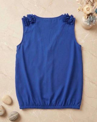 Blusa Zara Basic Azul con Volantes