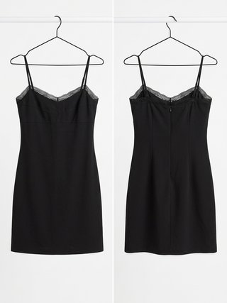 Vestido negro tirantes encaje corto