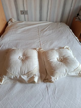 Colcha Vintage Beige/Blanco Cama 1.35