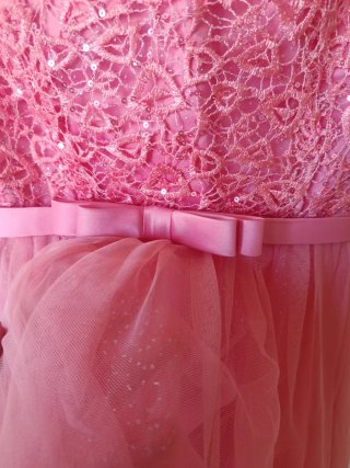 Vestido rosa con lentejuelas y tul