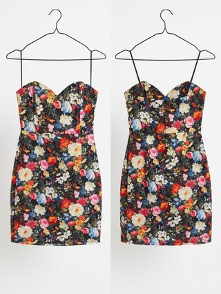 Vestido Corsé Floral Negro Talla S
