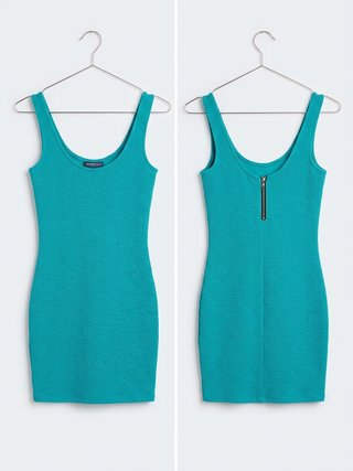 Vestido ajustado turquesa con cremallera - Talla S